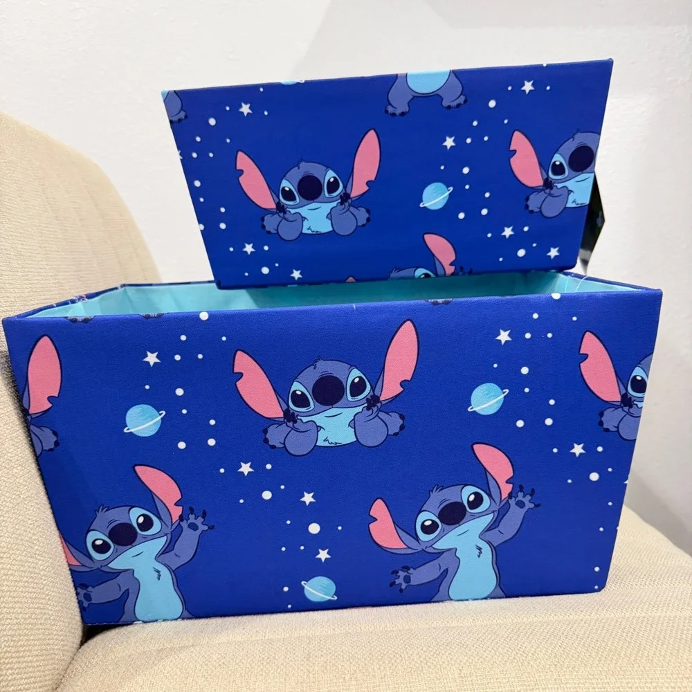 NEW Disney Stitch Storage Bin Set of 3 Blue Galaxy Space‎ Fabric Organizers